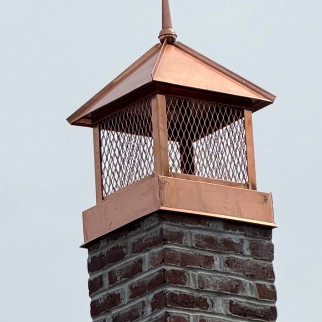 PJS Copper Chimney Cap 01 Pagoda Spire Brick Install