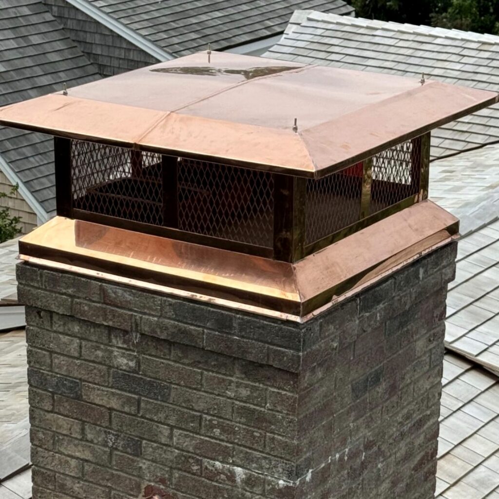PJS Copper Chimney Cap 04 Cottage Roofscape